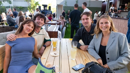 Patrons enjoying a get together at a Beer Garden