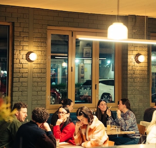 People dining in a restaurant